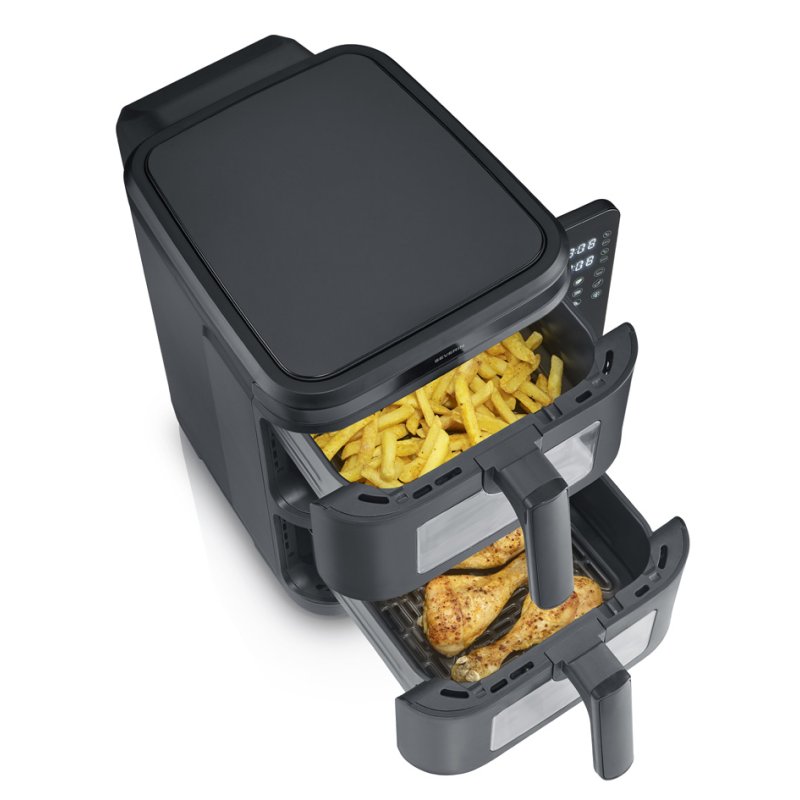 SEVERIN double hot air fryer FR 2468, black, 2 × 5.5 litres, 2600 watts